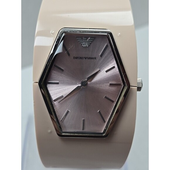 Emporio Armani Womens AR7370 Pink Catwalk Bangle Resin Quartz Watch New Battery main image 8